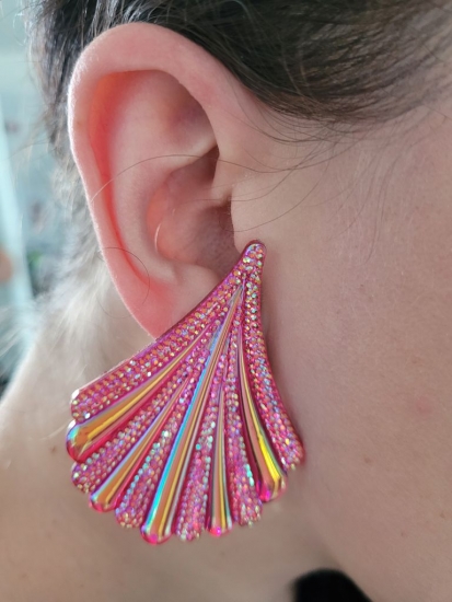 Preview: Mega Glitzer Fächer Ohrstecker